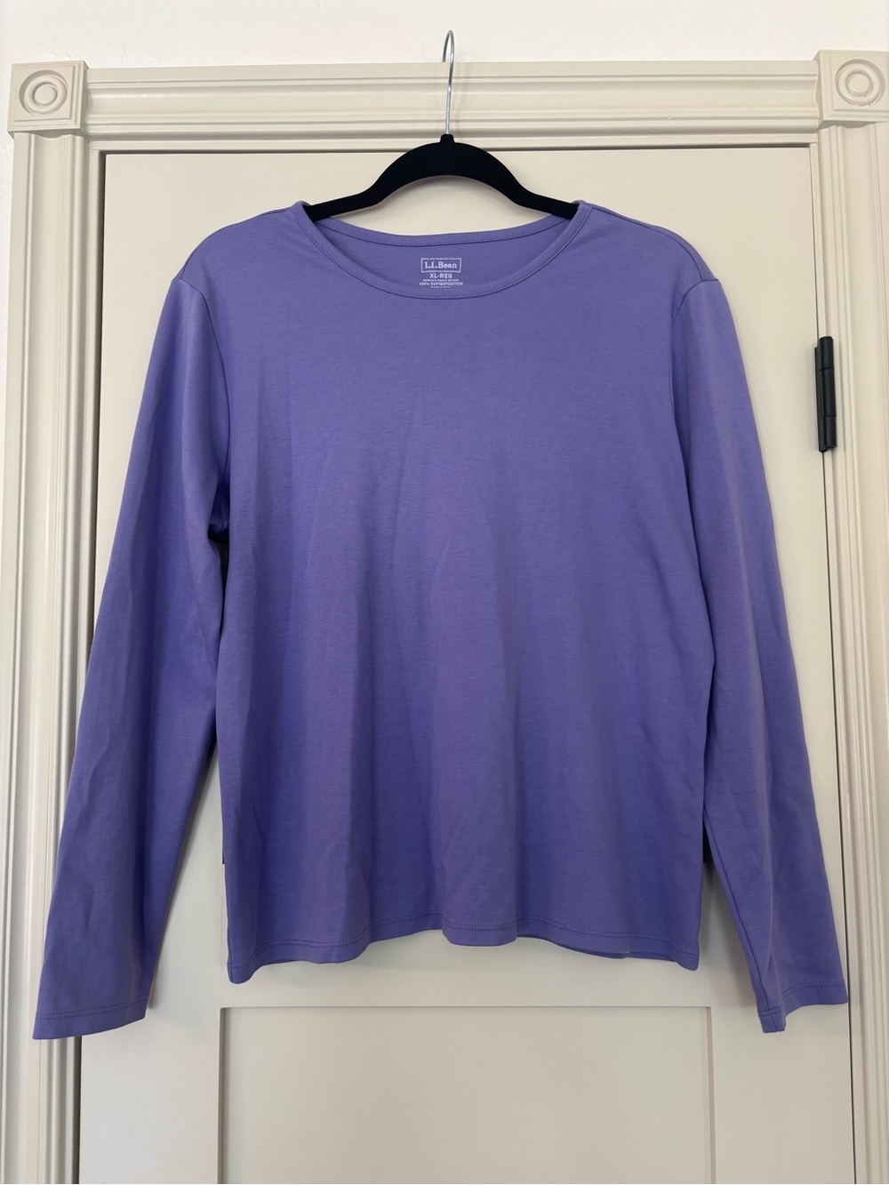 L.L Bean Purple Lavender Jewel Neck Long Sleeve Supima Cotton Tee XL Fall Layer